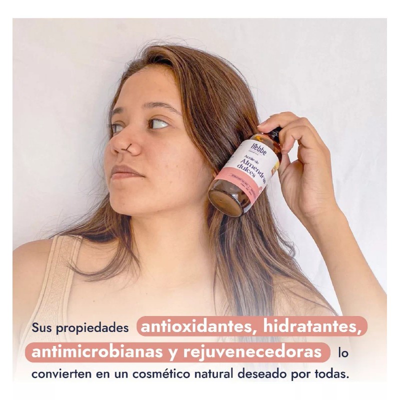 Hebbe Cosmetics Aceite De Almendras Dulces 100% Puro, Uso Cosmético,