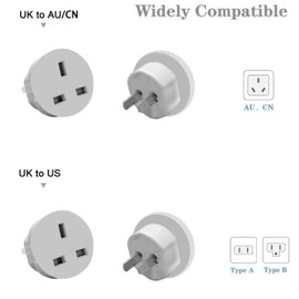 3 USA Travel Adapter,UK to USA Plug Adapter,Travel Adaptor, UK to US Plug Adaptor, UK to US Travel Adaptor suitable for USA, Travel Adaptor-TypeG to TypeA