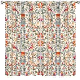 XBDDZSW - Cortinas bohemias de William Morris estilo retro, diseño de pájaros, elegantes, estampadas, para recámara, sala de estar, cocina, 2 paneles de 42 x 45 pulgadas