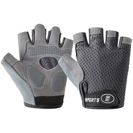 Kids Fingerless Cycling Gloves Non-Slip Bike Gloves for Boys Girls 3-8T, Grey Breathable Half Finger Toddler Gloves for Biking, Skating, Scooter, Sports