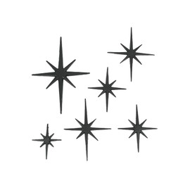 Zeckos Enchanting Set of 6 Black Cast Iron Starburst Wall Hangings - Mid Century Modern Decor with Elegant 8 Pointed Stars - Great for Bedrooms and Living Rooms