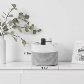 Small Storage Basket, Cotton Rope Basket, Basket for Shelves, Toy Basket, Closet Storage Bins, Basket for Remote, Storage Organizer for Toy Storage Bin, 24 x 24 x 18 cm