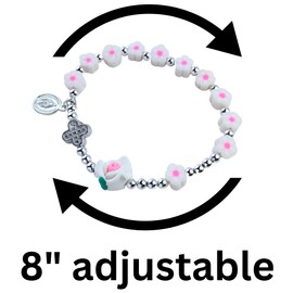 Flower Beaded Rosary Bracelet Assortment, Spring and Summer Religious Accessory, Catholic Gifts, 8 Inches, (2 Pack)
