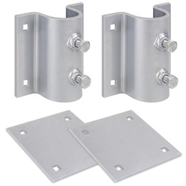 Dock Brackets Hardware,Dock Post Hardware,Stationary Dock Side Leg Pipe Holder Sleeve Pole Bracket,Heavy Duty, Includes 2 Pipe Brackets + 2 Backer Plate + Carriage Bolts