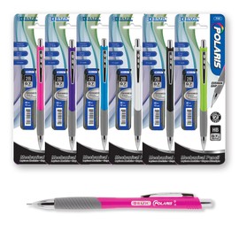 BAZIC Mechanical Pencil 0.7mm Polaris Soft Grip, Refill 2B Ceramic Pencils Lead, Latex Free Eraser, for Drafting Drawing Sketching, 24-Packs