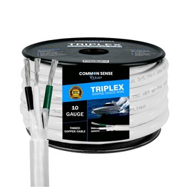 10 Gauge 3 Conductor Marine Wire - 60 ft Triplex Round Marine Grade Wire Tinned Copper Oxygen-Free Insulated - 10/3 AWG UL 1426 Standard PVC Wire for Boat, Automotive, Speakers, Camper & Trailers