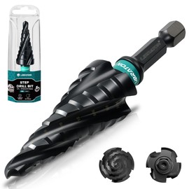 LIBRATON Four Spiral Flute Step Drill Bit, M35 Cobalt Unibit Step Drill Bit Set 1/4"-3/4", AlTiN Coated Step Bits, Four Spiral Flute, 1/4" Hex Shank for Metal, Stainless Steel, Aluminum, Plastic