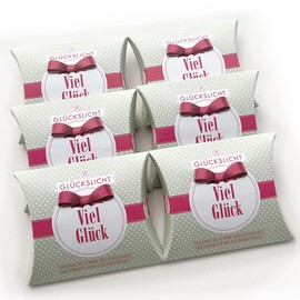 Lucky Light / Dots / Good Luck / Soft Green Gift Box with White Dots and Red Banderole / Set of 6