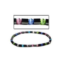 Accents Kingdom Hematite Stone with Mixed Cat Cats Eye Bead Bracelet, 10"