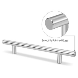 Flexzion 1 Pack Kitchen Cabinet Handles Silver Drawer Pulls 14 inch, 8.7 inch Hole Center, Stainless Steel T Bar with Satin Brushed Nickel, Hardware for Kitchen Cupboard Door Bathroom Furniture