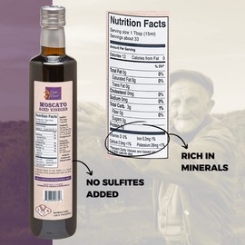 Papa Vince Aged Balsamic Vinegar - No Sugar, No Sulfites Added, No Pesticides. Made from freshly crushed whole grapes grown in Sicily, Italy, Minimally Processed, Delish subtle wine finish