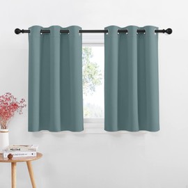 NICETOWN Farmhouse Blackout Curtains for RV Kitchen Basement Thermal Insulated Grommet Small Window Curtain for Bathroom Cabinet,42 Inch Wide by 36 Inches Long, 2 Panels, Greyish Blue