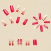24Pcs Medium Press on Nails Square Fake Nails Red Full