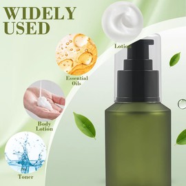 ericotry 1PC 60ML / 2 Ounce Empty Upscale Glass Refillable Lotion Pump Bottle for Cosmetic Make Up Cream Liquid Gels Serums Separate Dispenser Container (Green)