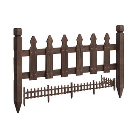 Topeakmart Wood Picket Garden Fence Edging Fencing Garden Yard Border Edging Panels Posts Flower Plants Pool Fences 177.5 x 21.7’’ (LxW)