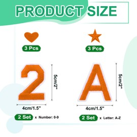 sourcing map 78 Pcs Iron on Letters and Numbers, 2 Inch A-Z Letter Patches and 0-9 Number Patches for Clothing Orange Iron on Numbers Small Embroidered Patches for Jacket Clothes Hat Sock DIY