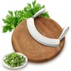 8.7 Inch Mezzaluna Knife With Wood Cutting Board - Stainless