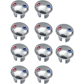 Jowxsx 10 Pieces Silver Hot/Cold Indicator for Taps, Hot and Cold Water Signs, Buttons for Kitchen, Bathroom, Sink, Faucet