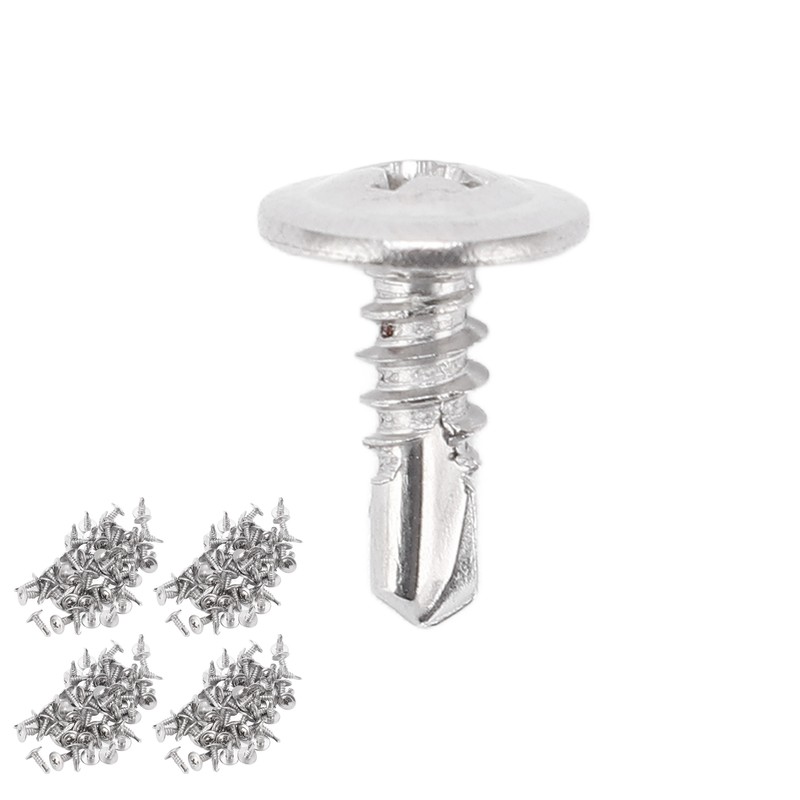 200Pcs Self Drilling Screw M4.2x13 Round Washer Head Stainless Steel