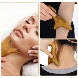 Nogeqi 2 Stück Gua Sha Massage Holz, Dreieckige Triggerpunkt Massagegerät, Natürliche Massagestab Holz, Triggerpunkt Drücker für Rücken, Nacken, Schultern