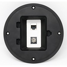 RiteAV Cat6 Shielded Ethernet Coax Cable TV Floor Box - Black