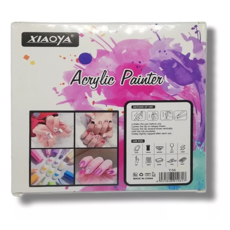 Xiaoya 12 Plumones Para Uñas Acrílicas Punta Metálica Marca Xiaoya