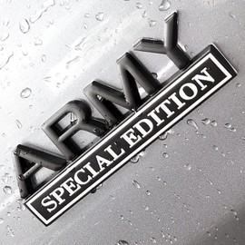 YQCQWL 2Pack Army Special Edition Car Emblem with 4 Adhesives, 3D Badge Decal for Trucks, Metal Stickers Replacement Compatible with Universal Vehicle, Army Veteran Gifts for Men (Black & White)