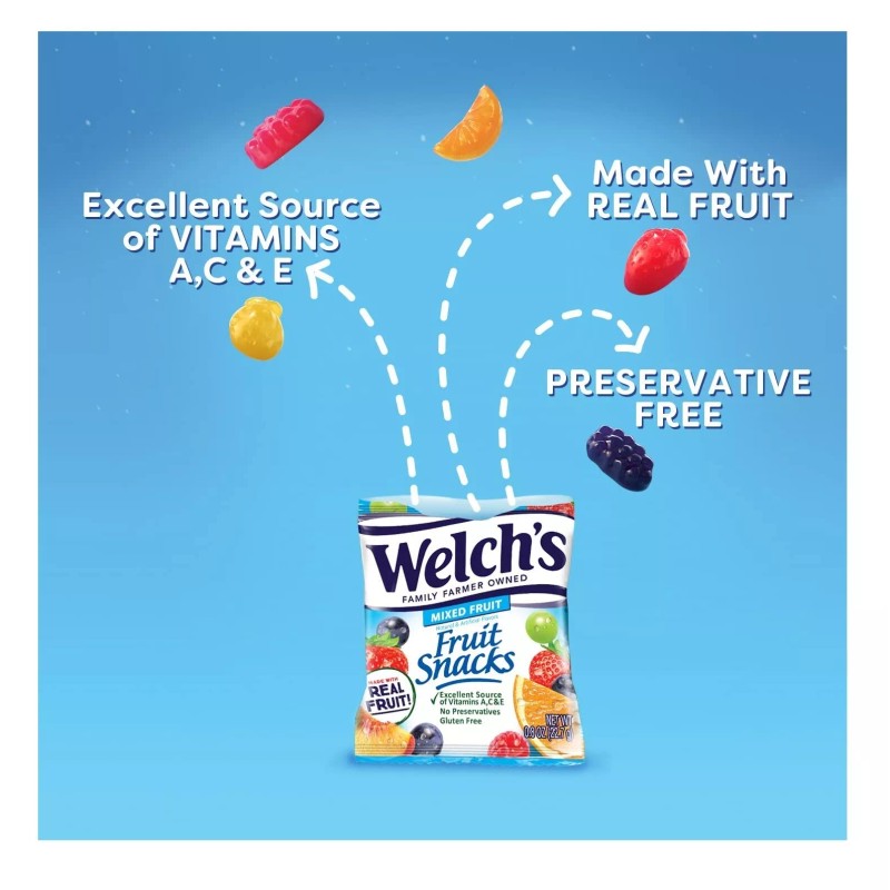 Welch's Fruit Snacks, Mixed Fruit, Perfect for School Lunches, Gluten