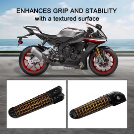 FOVPLUE Driver/Rider and Passenger Footrest for Yamaha YZF R6 2003-2020,R1 1998-2019,R1M 2015-2018,R1S 2016-2018, BLACK-Front and Rear Foot Pegs Kit