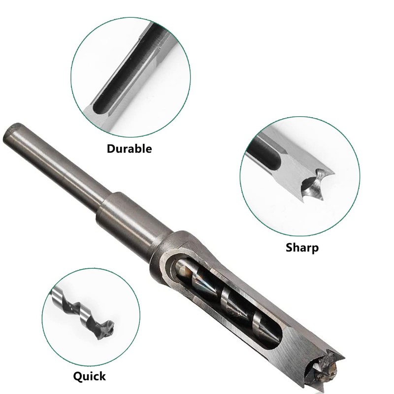 Square Hole Drill Bits, 7Pcs Wood Splitter Drill Bit Set,