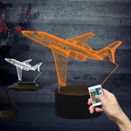 Yan-tech Creative Airplane Shape 3D LED Night Light for Kids with Remote Control Decorative 16 Colors Dimmable USB Powered Luminous Base Desk Lamp Decorative Birthday Gift for Children Boys Friends
