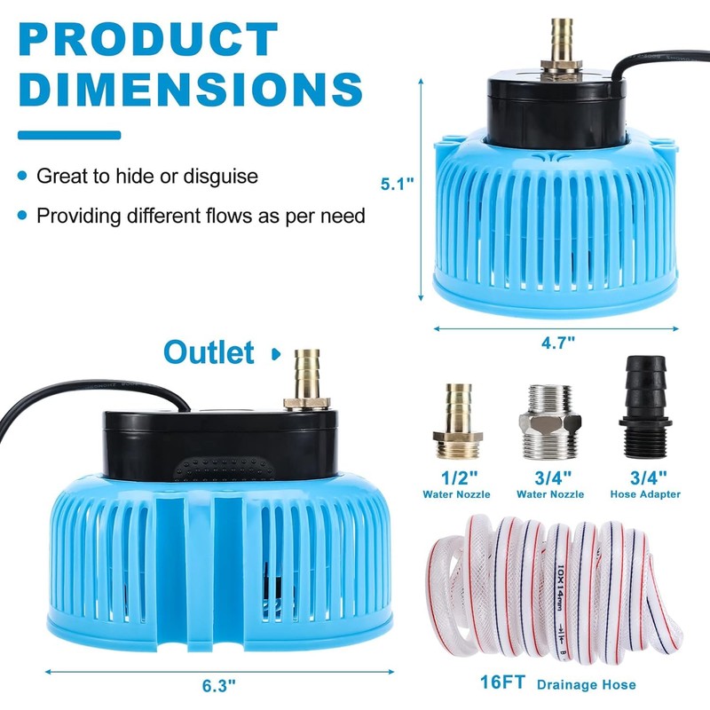 Yaegoo Swimming Pool Cover Pump, AC 110V 850 GPH Above