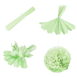 WIRESTER 5 Pcs Flower Pom Poms 8 inch Tissue Paper Decorations for Wedding, Party, Birthday, Baby Shower - Light Green