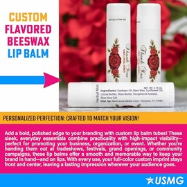 Tubos de bálsamo labial de cera de abeja con sabor personalizado con logotipo a todo color para eventos, fiestas y regalos corporativos (miel, 100 unidades)