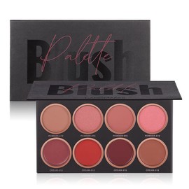 Paleta de Rubor de Maquillaje de 8 Colores, Paleta de Rubor de Brillo de Larga Duración Mate para Cosméticos
