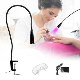UV Eyelash Lamp 10 W LED UV Light for Light Curing Enders, 3-5 Seconds Quick Healing Eyelash Extension Adjustable Point Size with Safety Glasses and Foot Switch, Black