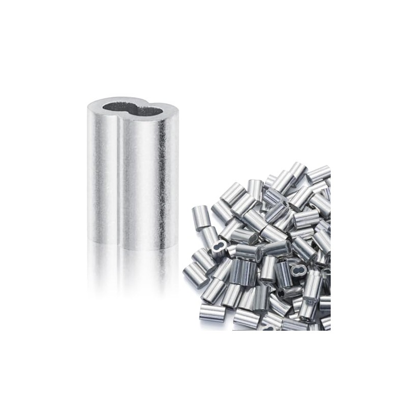 200PCS 1/16" Aluminum Crimping Loop Sleeves, Wire Rope Cable Ferrules