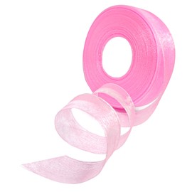 1 inch Pink Organza Ribbon 1 in x 50 Yards Shimmer Sheer Ribbon for Gift Wrapping Bouquet Pink Ribbons 1" Organza Ribbon for Decorating Ribbon Roll DIY Floral Sewing Decorating Crafts Valentine's Day