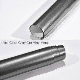 AuMoHall High Glossy Metallic Gray Car Vinyl Wrap Bright Pearlescent Finished Self Adhesive Car Protective Film Vinyl Wrap Roll, 59.84" x 11.81"
