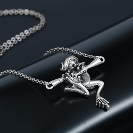 Caiyao Silver Tree Frog Ring Necklaces Set Cute Frog Retro Animals Pendant Funny Vintage Insect for Women Fashion Party Classic Jewelry Gifts-A silver