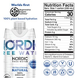 Extra strong regenerative Organic Certified™ Birch Tree Sap – Electrolytes, Minerals, Prebiotics & Vitamins, Finland Wild Harvested, BPA-Free Tetra Pak, Nature’s Perfect Hydration, Lower Calorie than Coconut Water (Pack of 12)