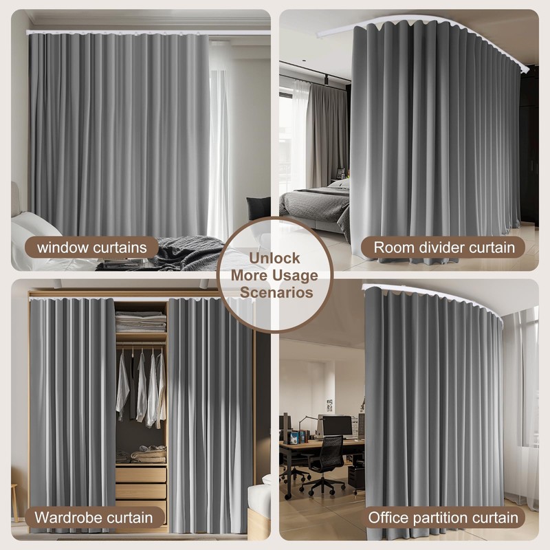 MaKefeile Room Divider Curtains & Flexible Bendable Tracks Set,Privacy Dividers