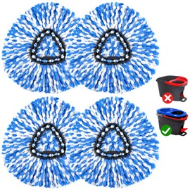 Mop Replace Heads Compatible for O Cedar 4 Pack, Spin Mops Refill Head Replacement for RinseClean 2-Tank System, Machine Washable, Suitable for Hard-surfaced Floors Cleaning