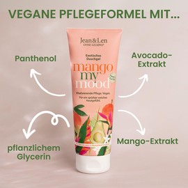 Jean & Len Exotic Shower Gel Mango & Avocado, Revitalising Formulation for a Noticeably Smooth Skin Feeling, Gentle Skin Cleansing, Parabens & Silicones, Vegan Shower Gel, 250 ml