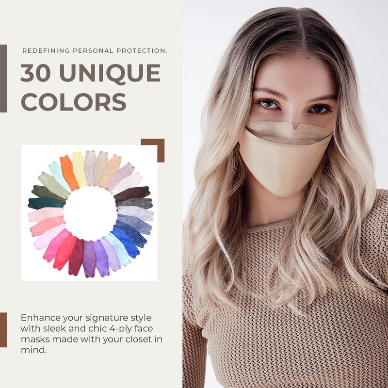 Premium Face Masks 30 Colors Resealable Pack of 5 Pieces.