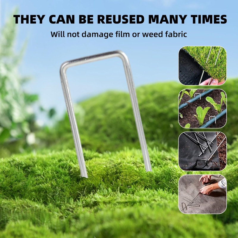 DaTpuik Sturdy Garden Landscape Staples, 6 Inch Galvanized Steel Sod