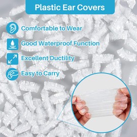 MAQIHAN 300 Pack Disposable Ear Covers - Plastic Ear Covers Waterproof Plastic Ear Protection Ear Caps for Hair Dye,Shower,Bathing,Salon,Spa,Hotel,Home