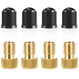 Brass Presta Valve Adapter to Convert Presta to Schrader and Inflate Tires with Standard Bicycle Pump, Air Pump Or Air Compressor (8-Piece from Ptiysta)