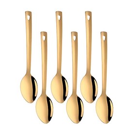 Buyer Star 6 Piece Stainless Steel Serving Spoon Set,13.07-Inch Large Spoons for Kitchen/Parties/Buffet, Mirror Polishing and Dishwasher Safe Heavy-Duty Untils, Gold