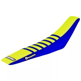 Husqvarna 2023-2024 Husqvarna 125-450 FC TC Seat Cover BLUE NEON YELLOW BLUE RIBS 329 LOGO